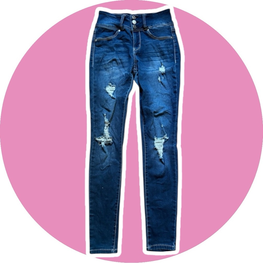 Wallflower // Sassy High Rise // Distressed Ripped Jeans - Picture 2 of 6